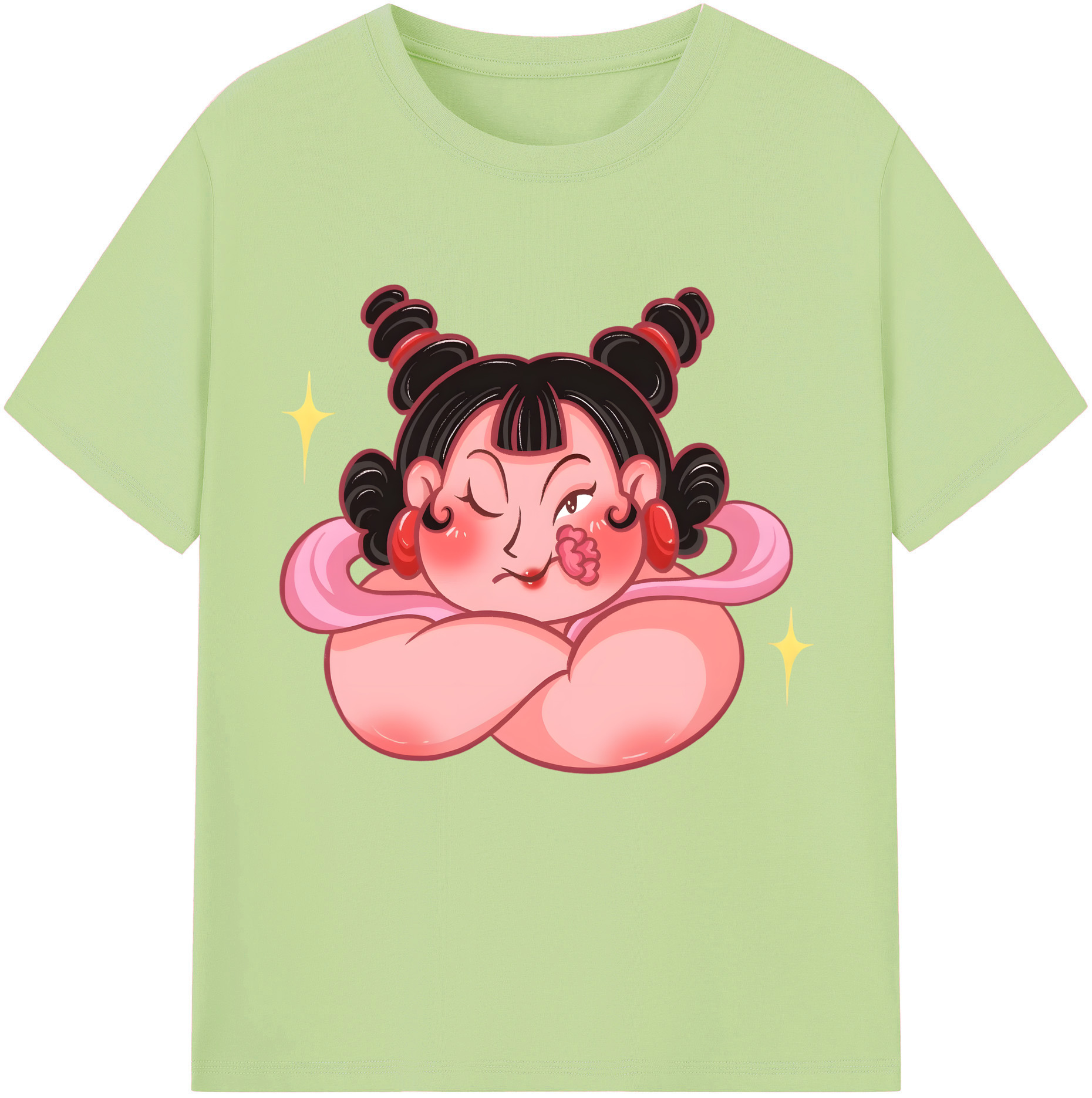 （画像用） Ne Zha 2 ナタ 魔童の大暴れ 綿100％半袖Tシャツ（フロントプリント）